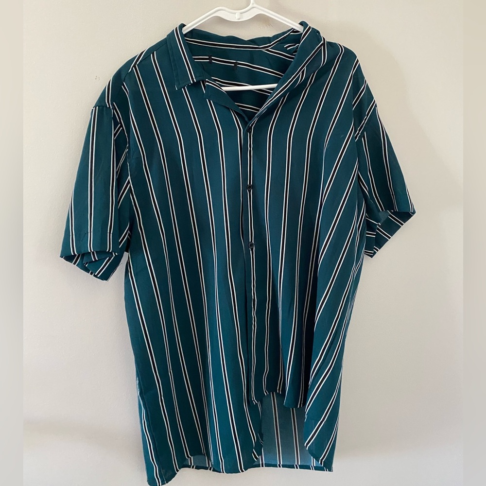 Mens Shein Striped Button Down Shirt